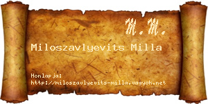 Miloszavlyevits Milla névjegykártya